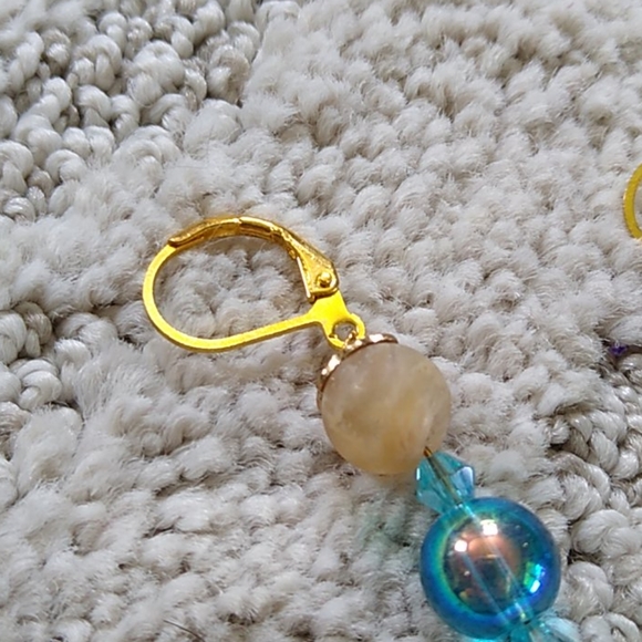 Handmade Gemstone Earrings Blue with Seashells - Picture 2 of 5